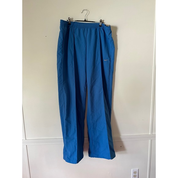 Nike Pants - Nike Sportswear Essential Woven Pants Blue Wide Leg Pleated XL Tall Trackpants